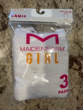 Maidenform Girl White Cotton Camisoles - Pack of 3